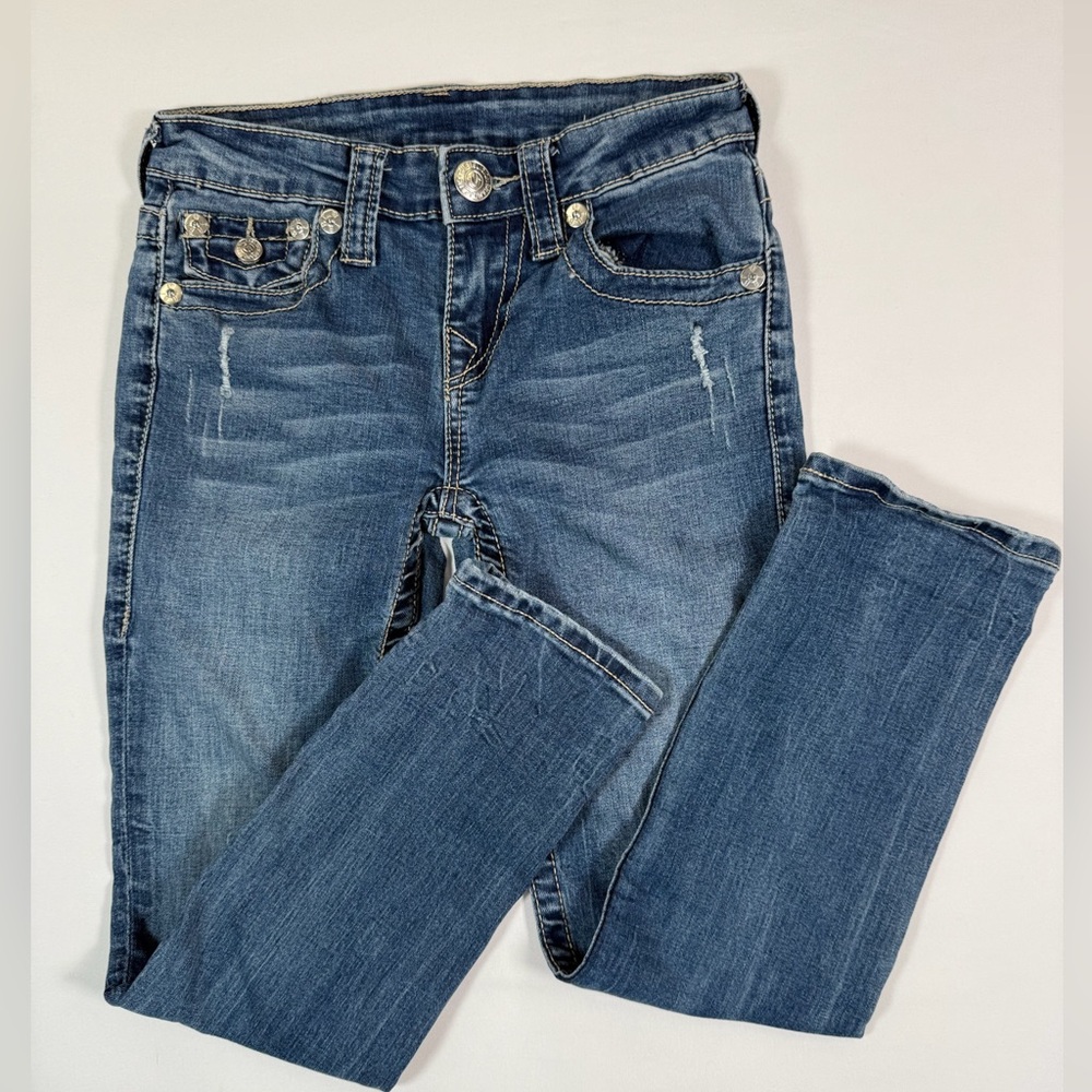 TRUE RELIGION World Tour Skinny Jeans Size 8 Medium‎ Wash Stretch